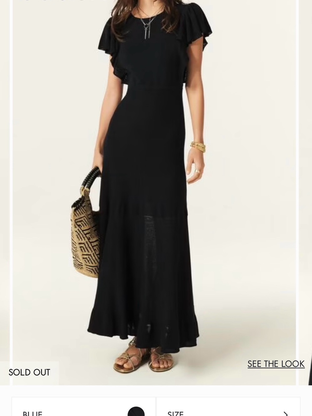 ba&sh Navy Maxi Dress with Flutter Sleeves